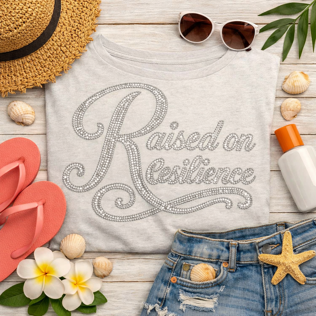 Raised on Resilience Rhinestone Template – Inspirational Bling Design Digital Download