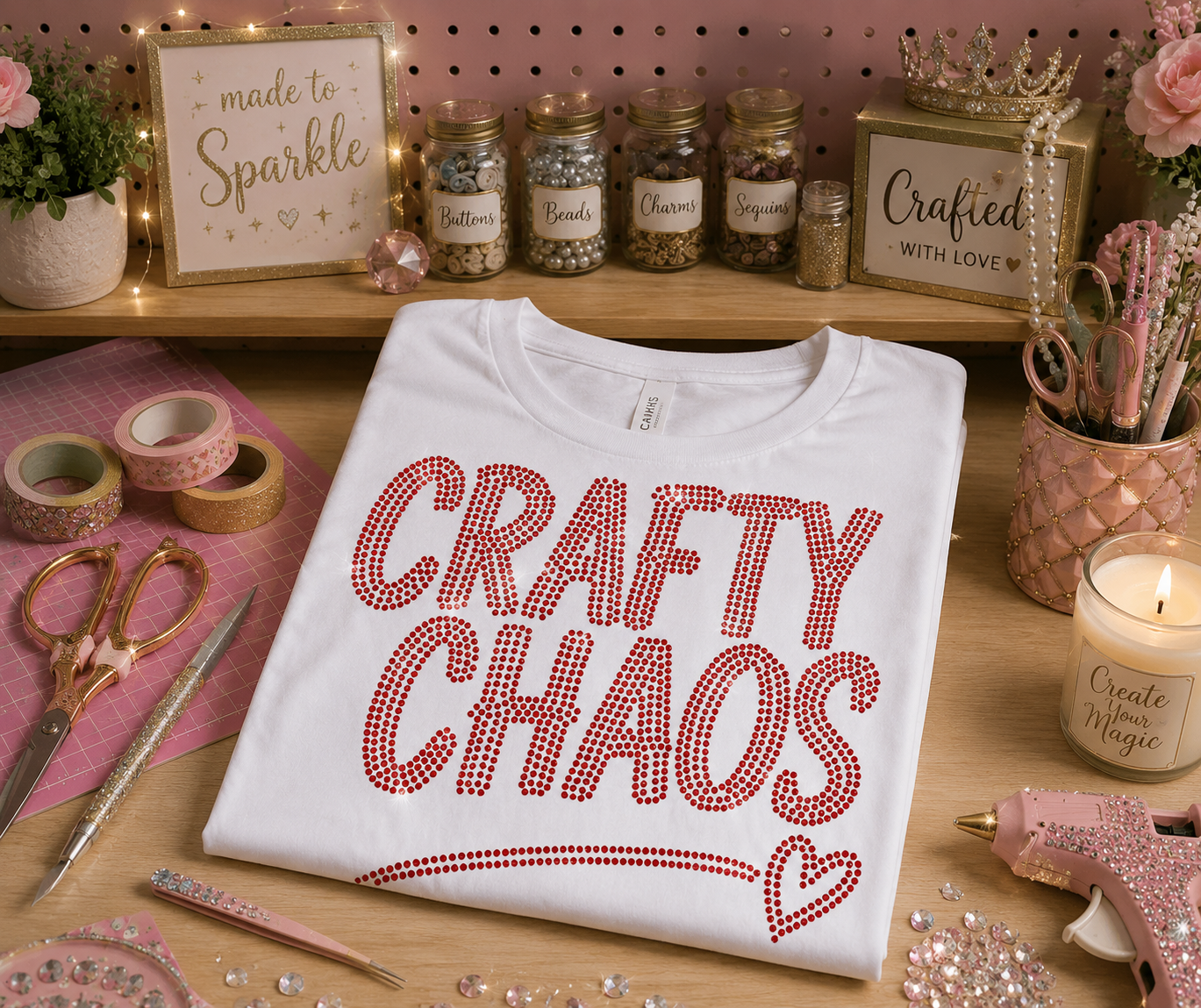 Crafty Chaos Rhinestone Template – For Makers Who Sparkle Through the Mess