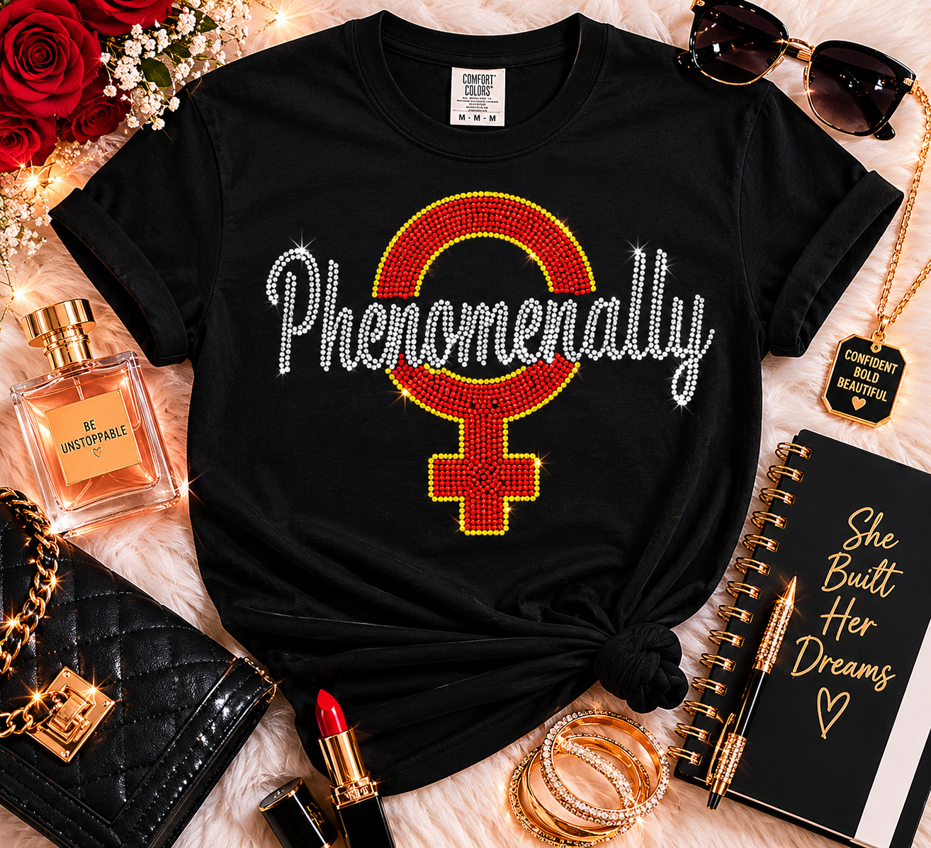 Phenomenally Female Rhinestone Template | Empowerment Digital Bling Design Download