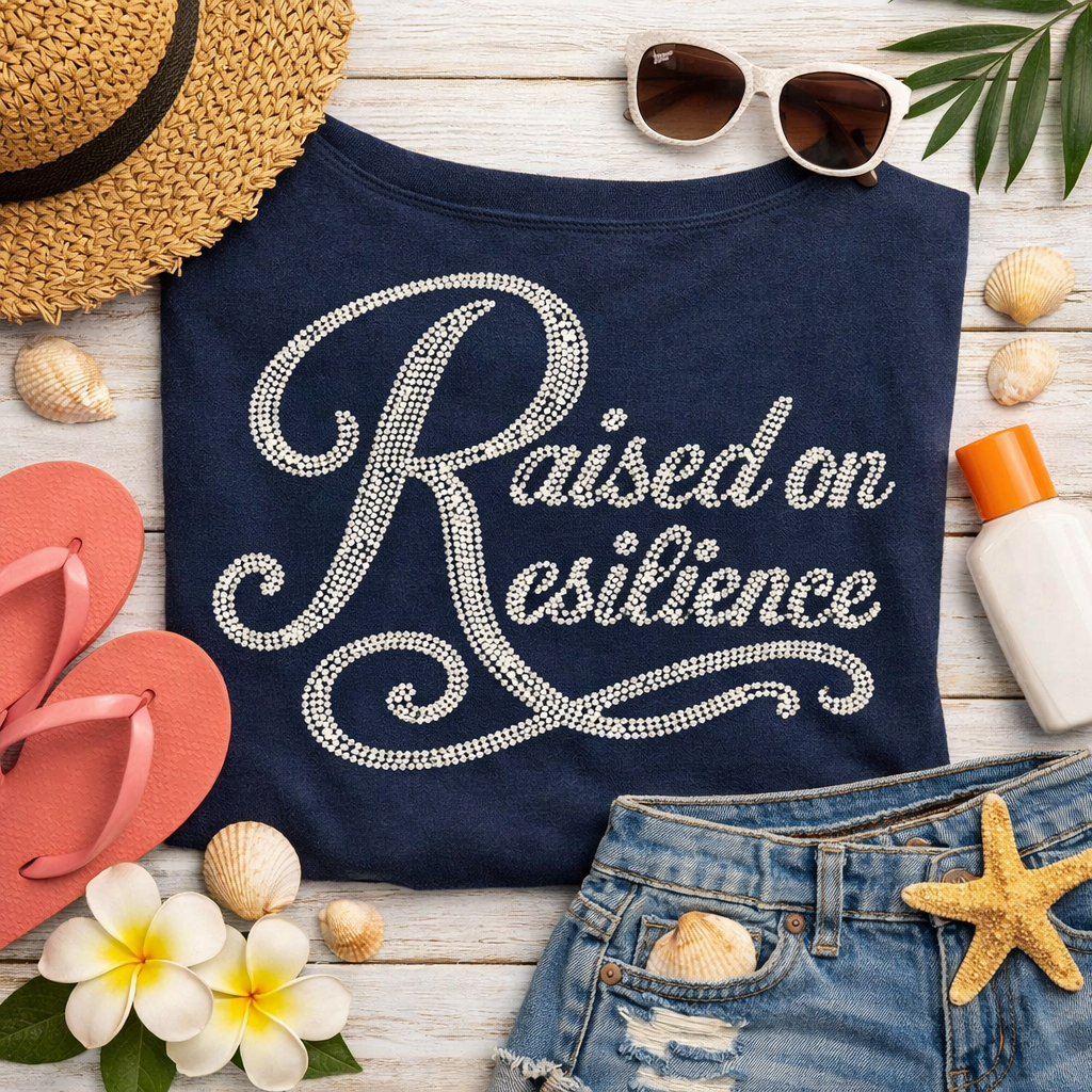 Raised on Resilience Rhinestone Template – Inspirational Bling Design Digital Download