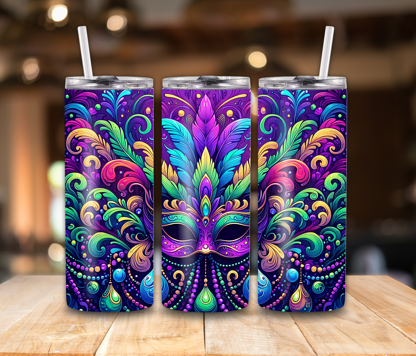 Mardi Gras Mask Tumbler 20oz