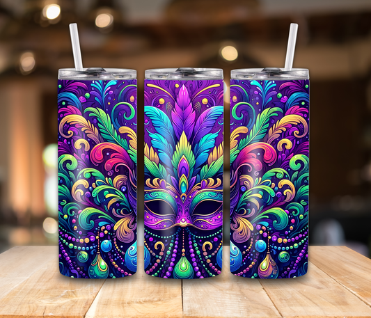 Mardi Gras Mask Tumbler 20oz
