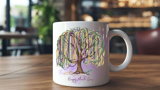 Mardi Gras Bead Tree Mug